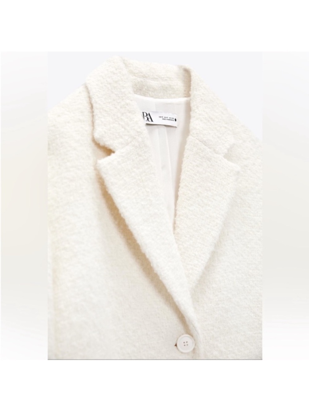 Zara Straight Cut Wool Blend Coat S Ecru Blogger Favorite - Picture 7 of 16